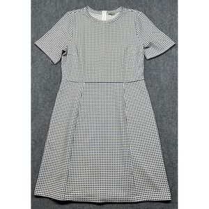 Cremieux Dress Womens Large Navy Ivory Gingham Sally French Riviera Short Sleeve